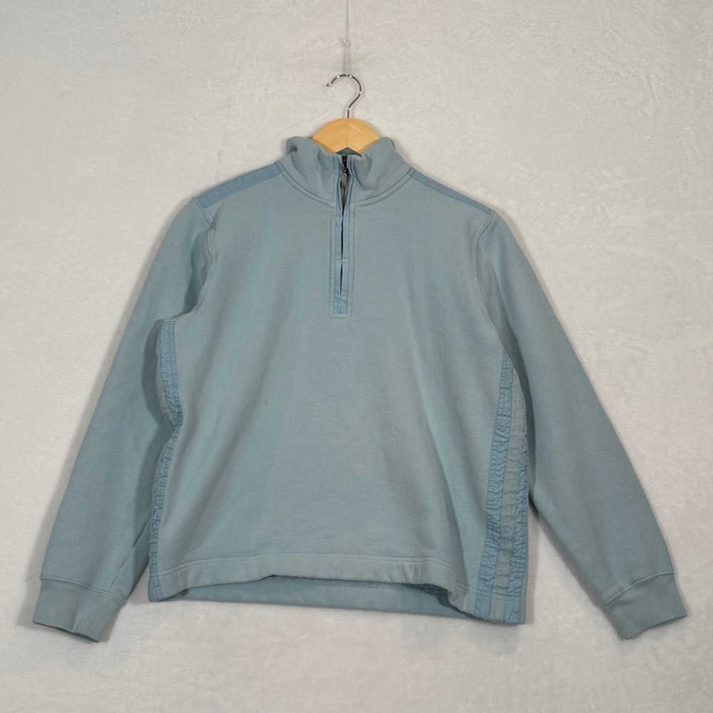 Eddie Bauer Light Blue Quarter Zip Fleece Pullover Size Medium